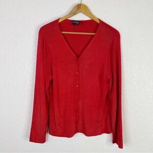 Vintage Salvatore Ferragamo Red Silk Cardigan Sweater